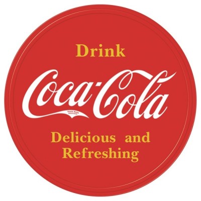 Enseigne Coca-cola en métal ronde  / Logo